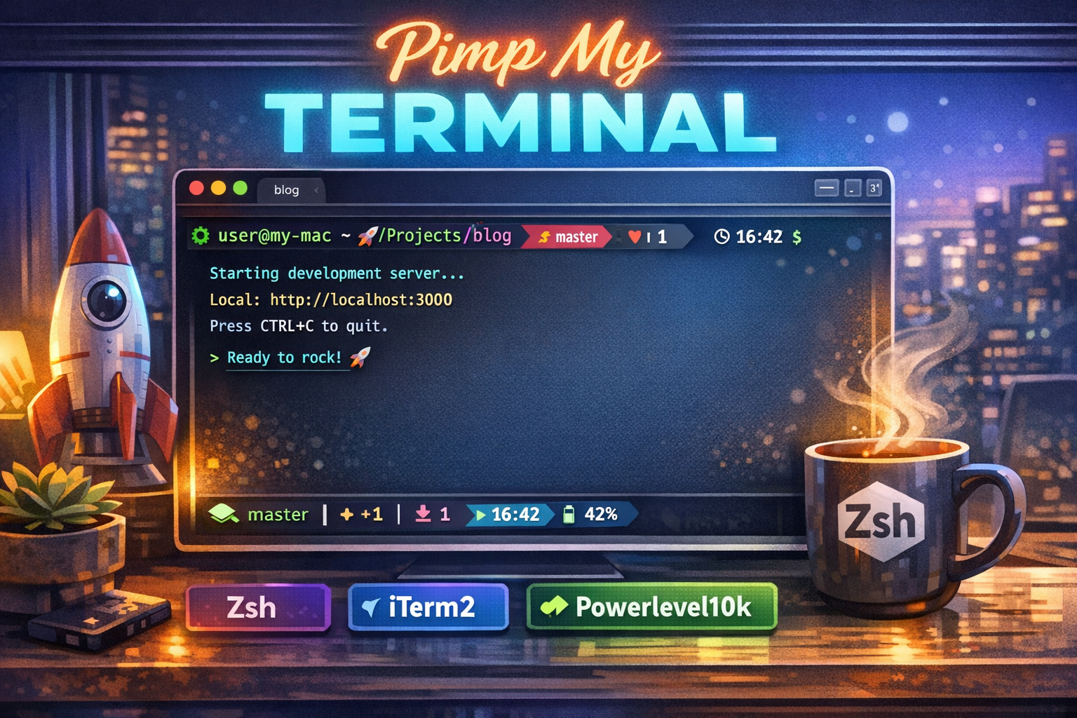 Beautifully customized macOS terminal with iTerm2 and Powerlevel10k